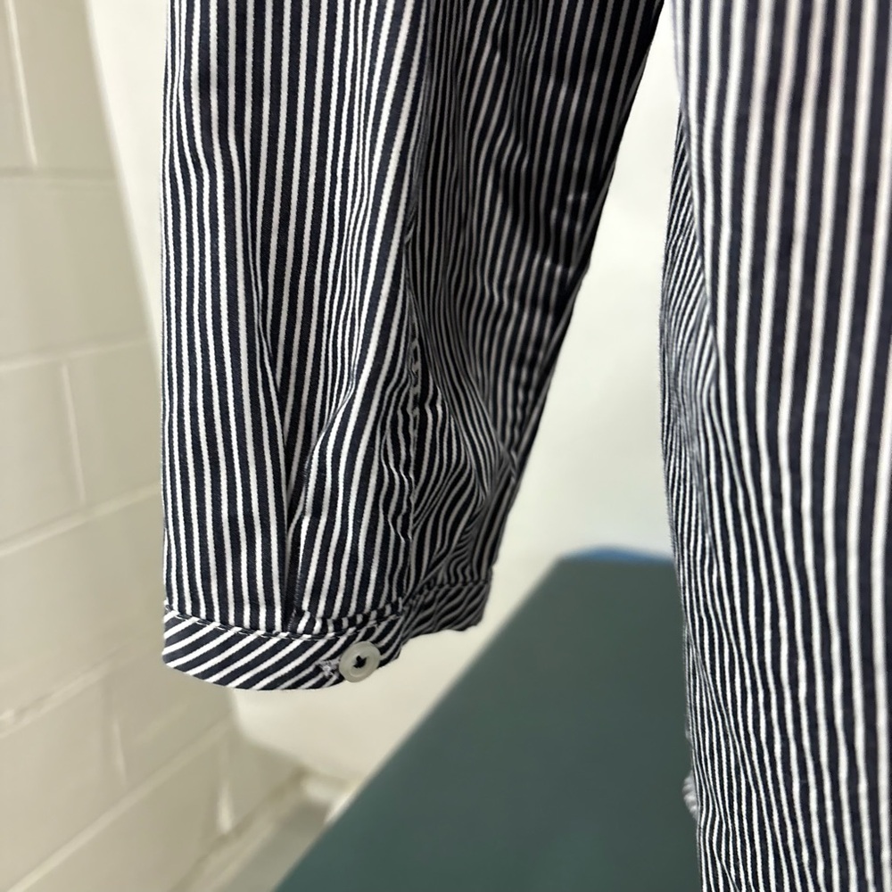 Talbots Women Pt Large Popover Blouse Tunic Cotton Classic Stripe Nautical (516) - Picture 5 of 13